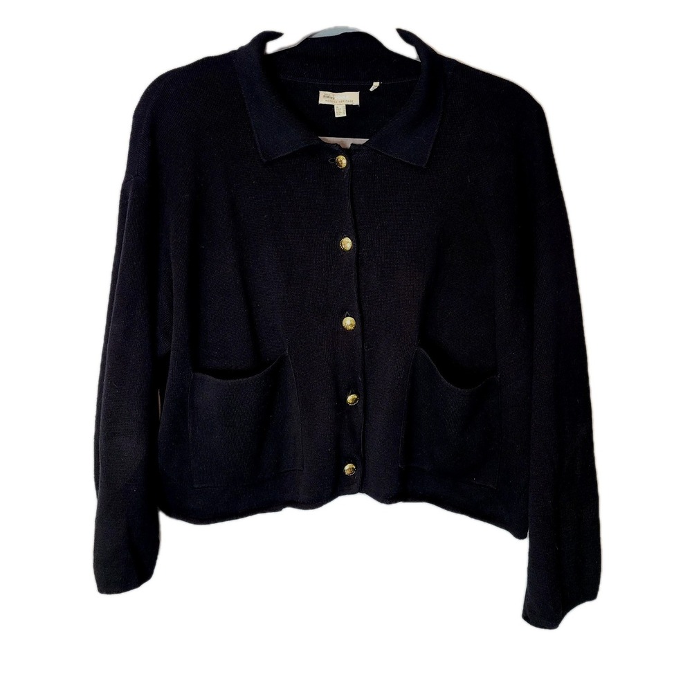 Barbour Noelle Boxy Cardigan Sweater Women Sz 14 90s‎ Minimal Heritage Old Money